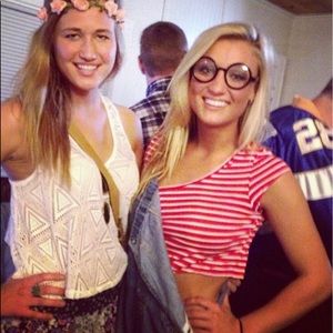 red n white striped crop top
